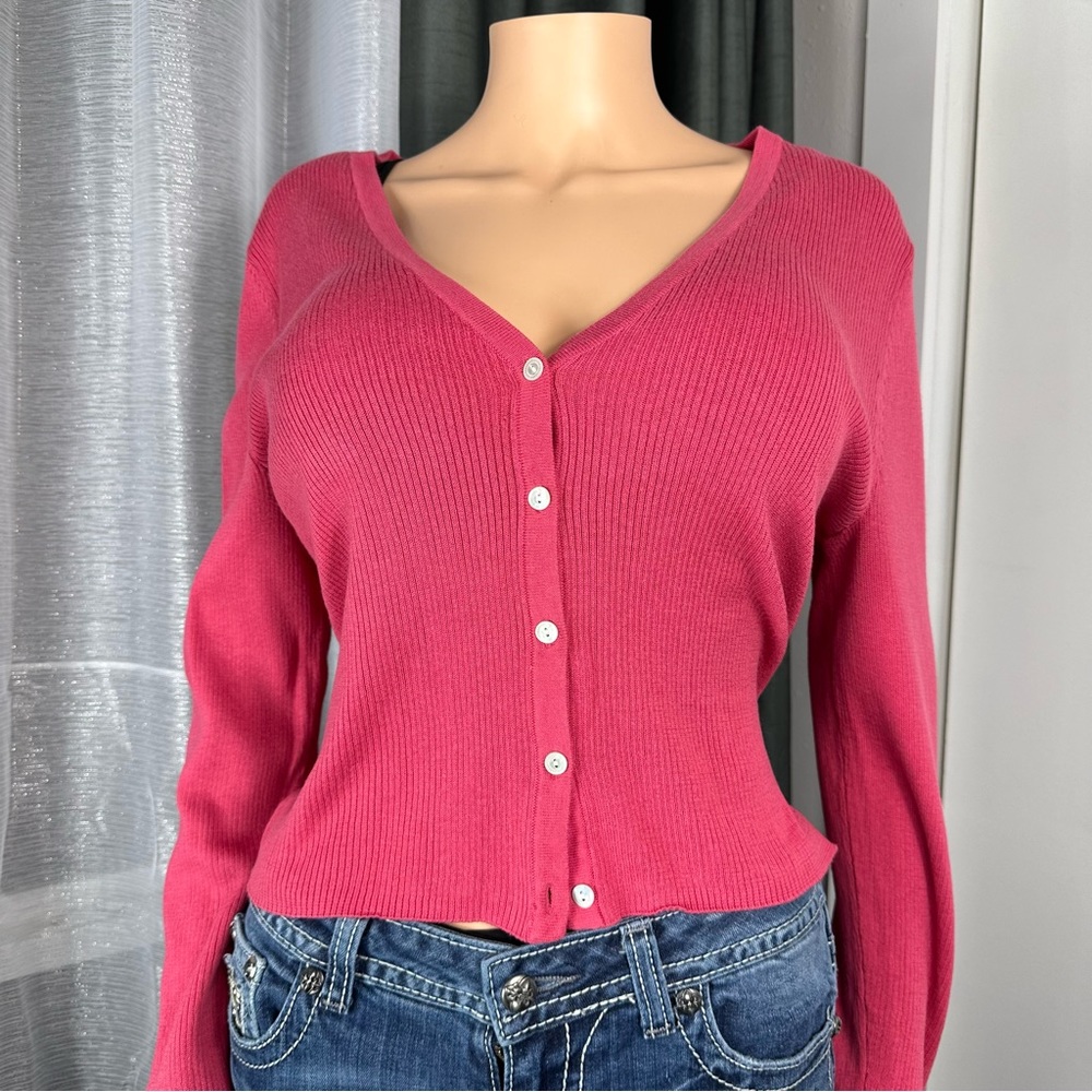 J-Jill  coral cárdigan, V-neck size L, front button closure